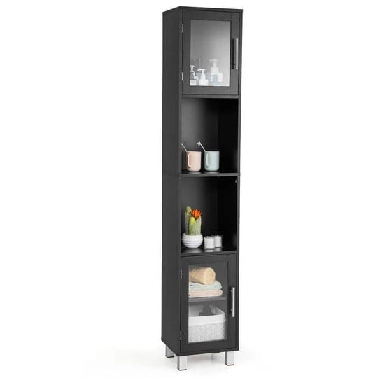 12-in-w-x-13-in-d-x-71-in-h-black-freestanding-bathroom-storage-linen-cabinet-1
