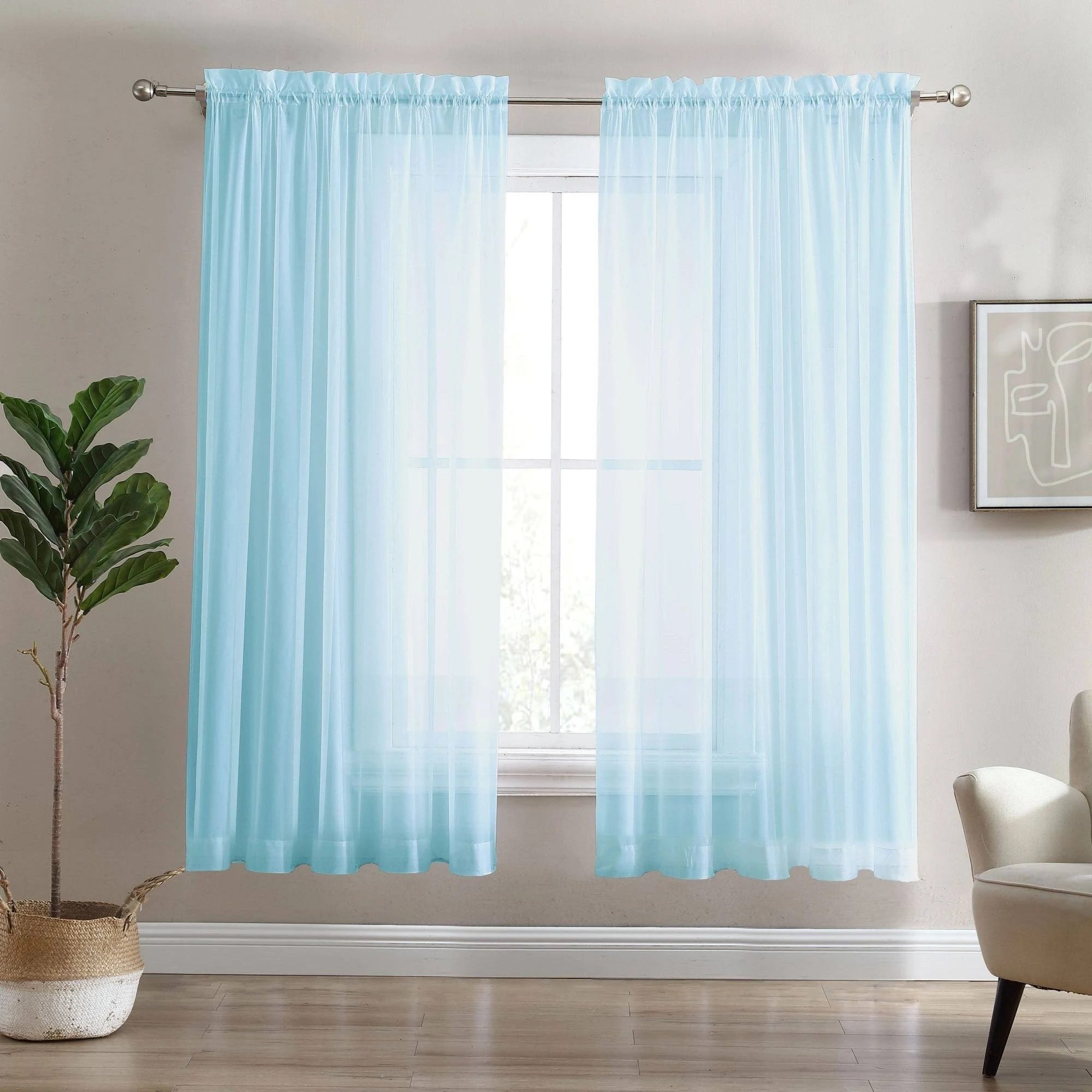 Elegant Blue Light Filtering Rod Pocket Curtain Pair | Image