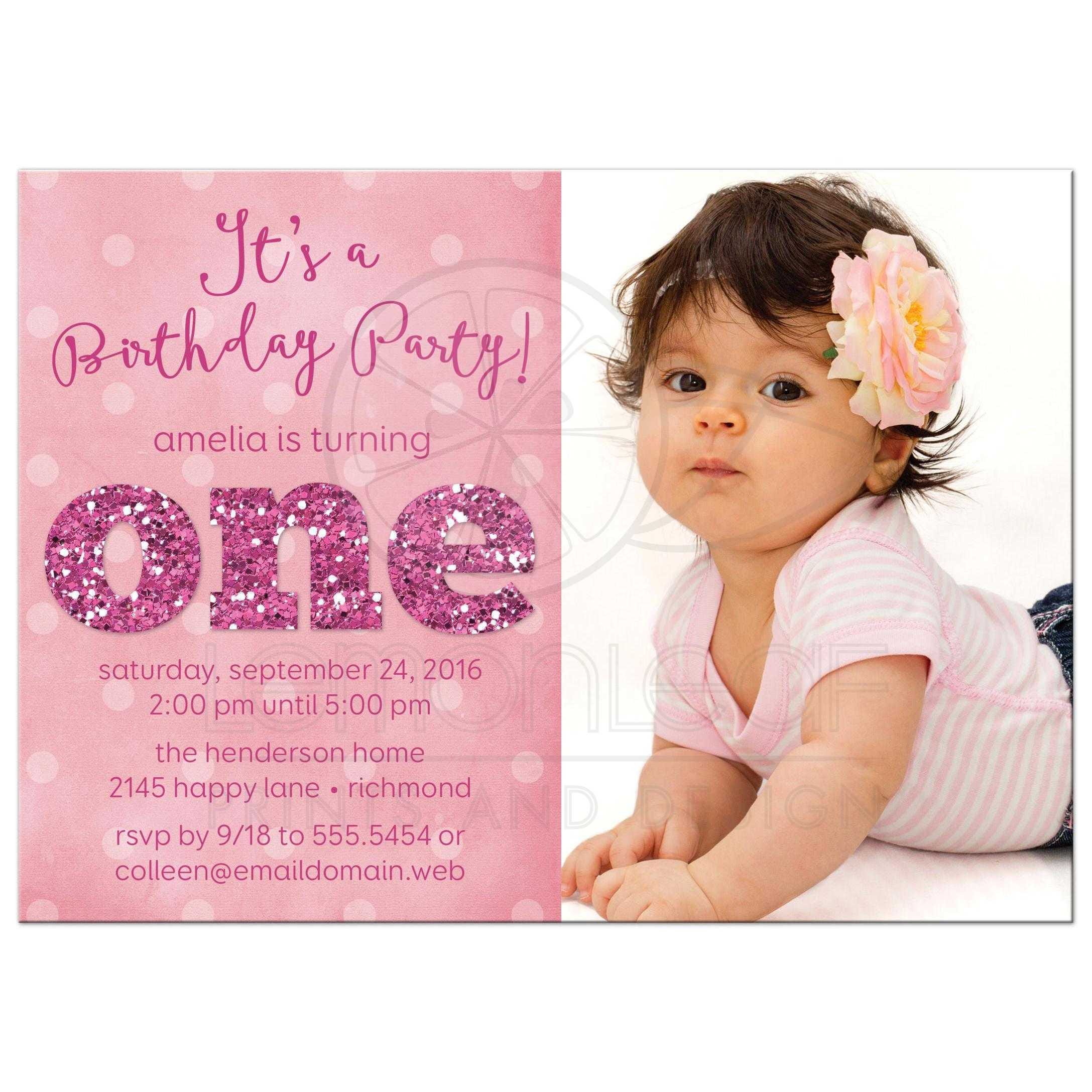 Ist Birthday Party Photo Invitations Sparkle One