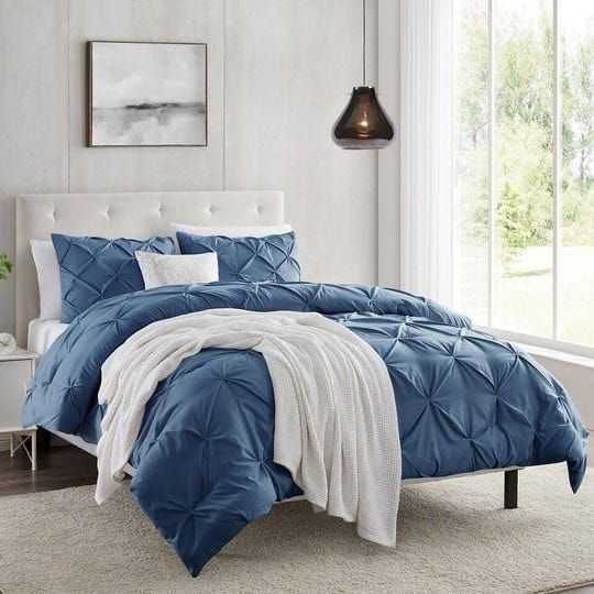 pleat-style-comforter-with-shams-twin-navy-blue-1
