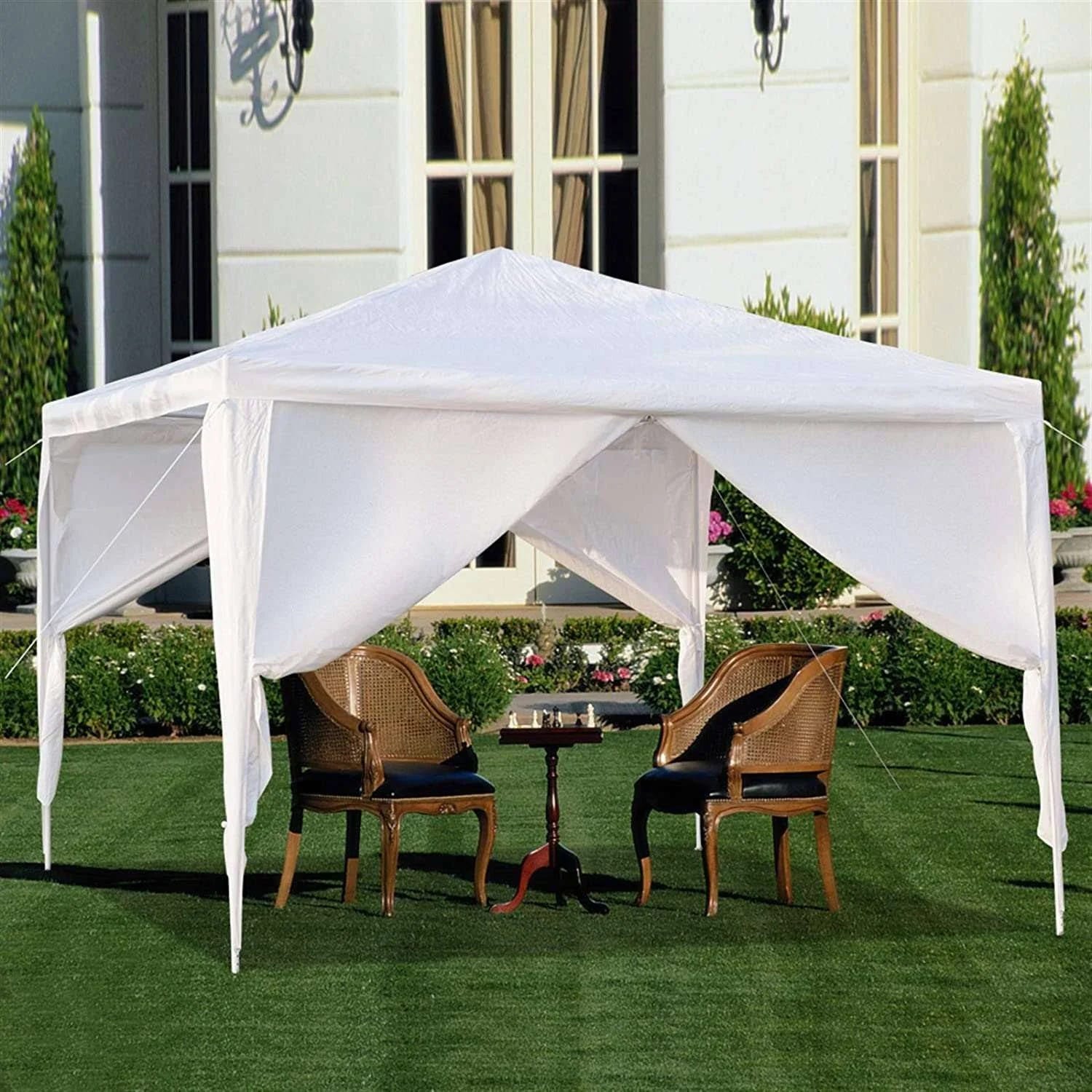 10'x10' Canopy Wedding Party Tent Gazebo with 4 Side Walls | Image