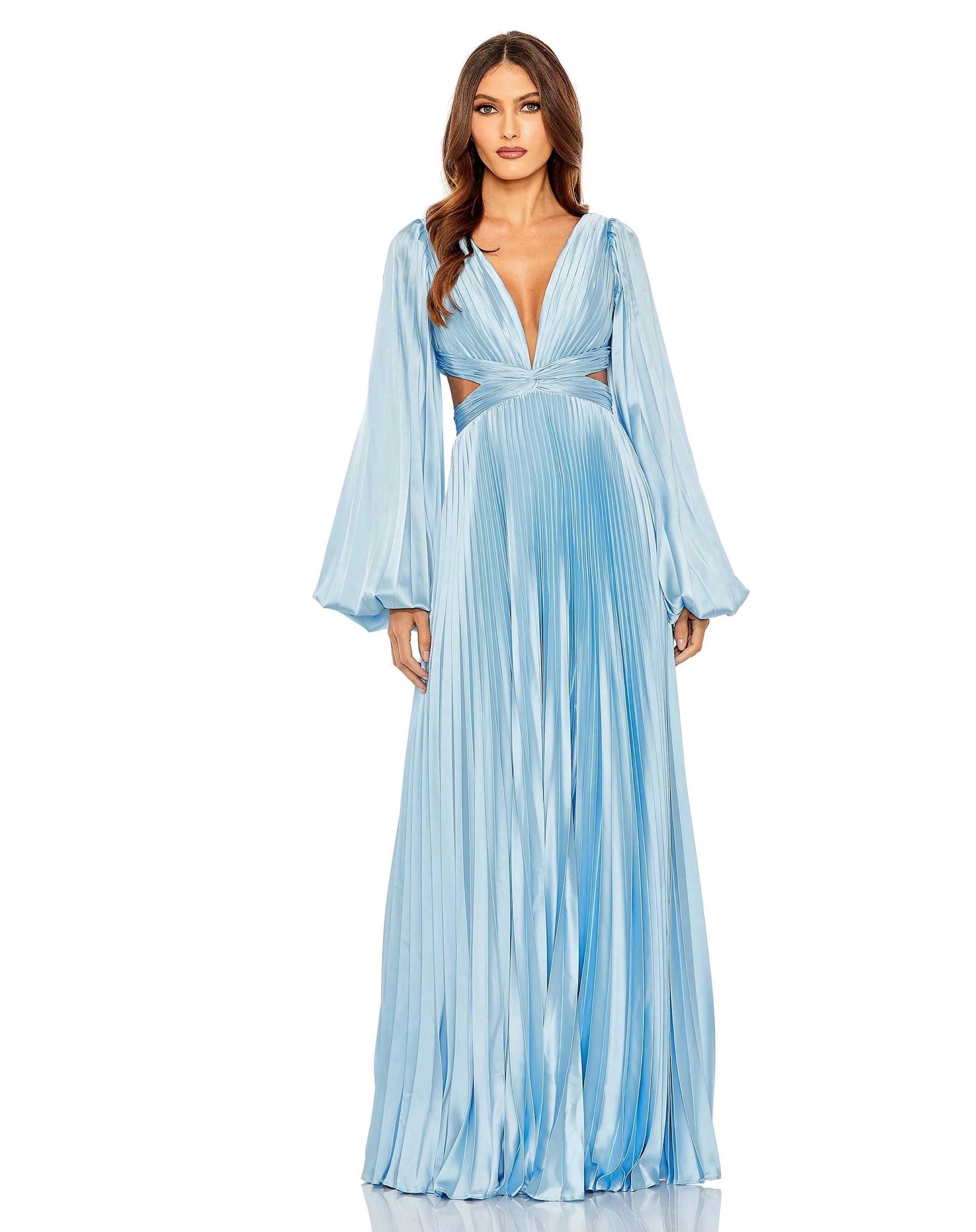 Elegant Powder Blue Cut Out Gown for Special Occasions | Image