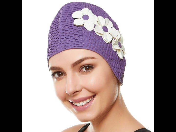 beemo-swim-bathing-caps-for-women-latex-swim-hat-lavender-with-white-flowers-1