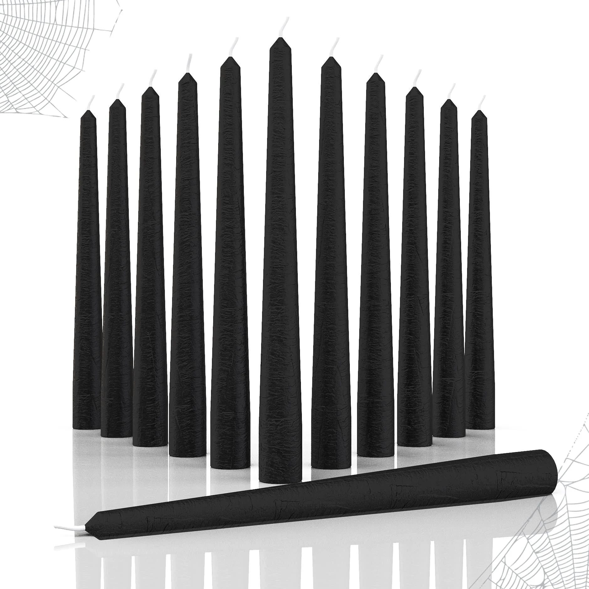 CANDWAX 12-Pack Taper Black Candles - Unscented Dinner Candles | Image