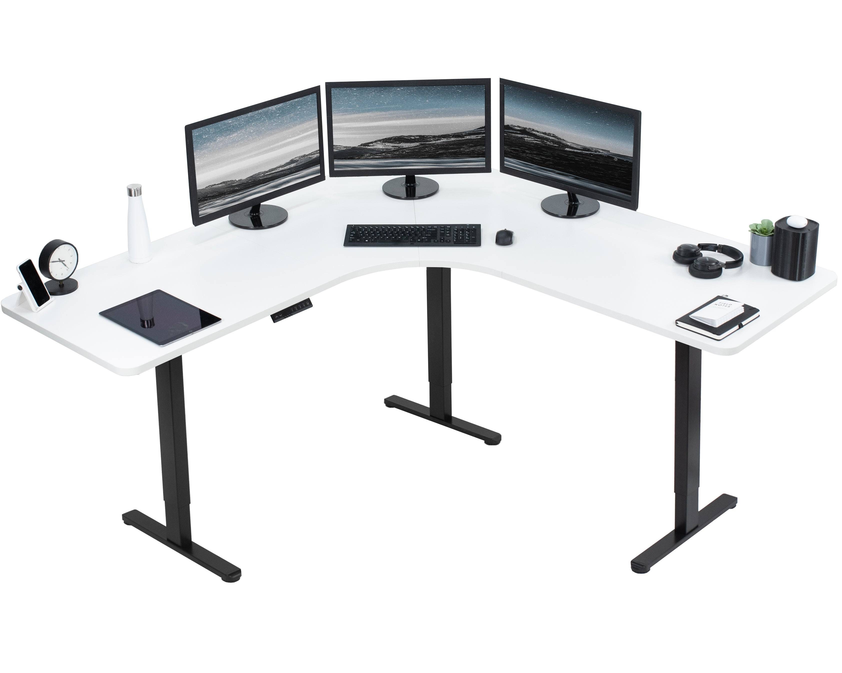 Curved Corner Stand-Up Desk: Sleek and Spacious Workspace | Image