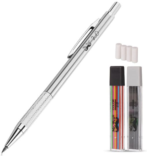 mr-pen-mechanical-pencil-2mm-1-metal-mechanical-pencil-with-2-pack-of-lead-and-eraser-drafting-penci-1