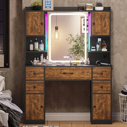 tiptiper-makeup-vanity-with-lights-charging-station-vanity-table-with-time-display-mirror-ambient-li-1