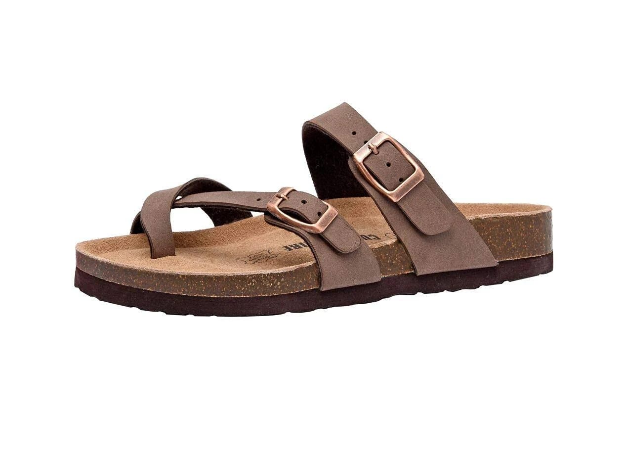 Comfortable Leather Slip-On Sandals with Cushion Support | Image