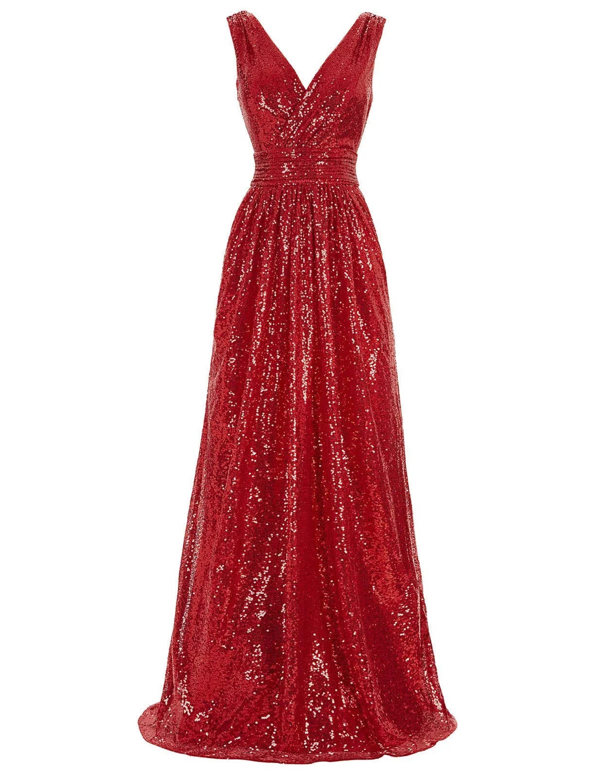 Stylish V-Neck Sequined Long Prom Dress | Image