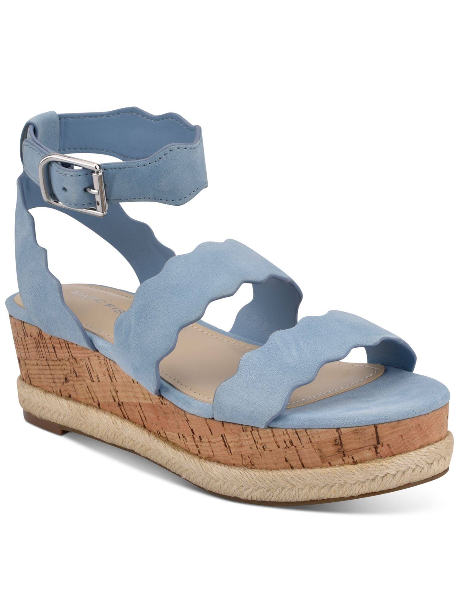 Marc Fisher Women's Casual Cork-Detailed Fayme Round Toe Buckle-Closure Wedge Sandal | Image