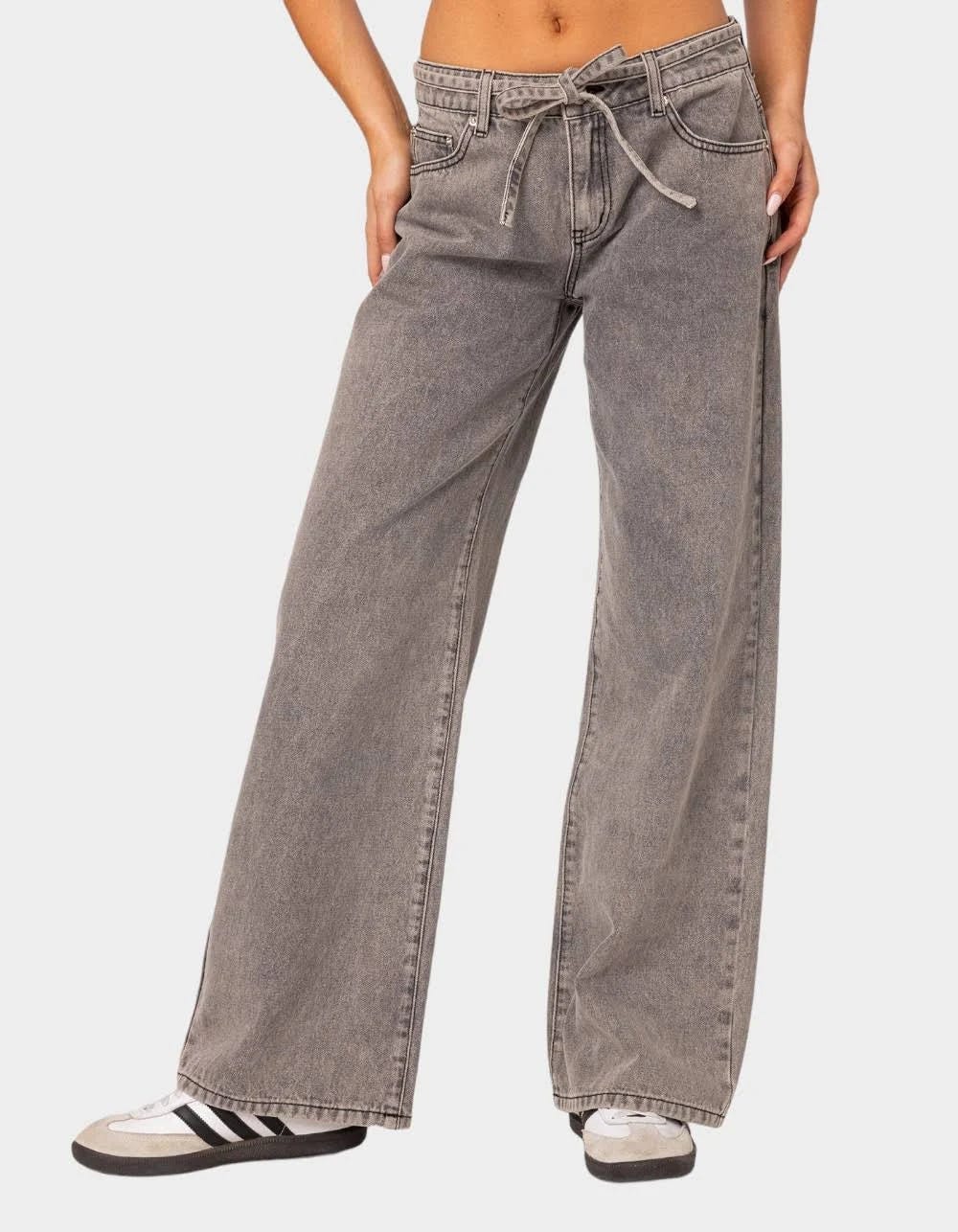 Chic Washed Low-Rise Jeans for Effortless Style | Image