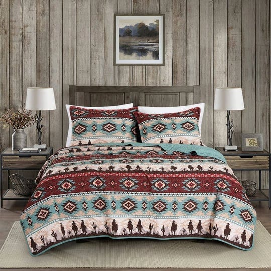 chezmoi-collection-dune-3-piece-southwestern-cowboys-aztec-quilt-set-multicolor-teal-brown-beige-tan-1