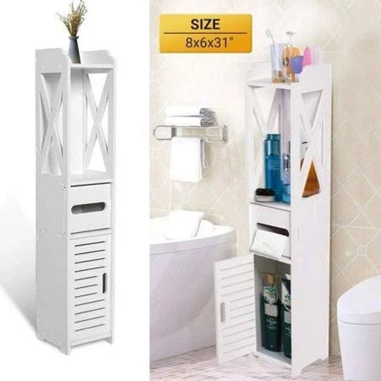 homeika-bathroom-storage-cabinet-organizer-with-1-doors-and-3-shelves-4-tier-design-toilet-paper-sto-1