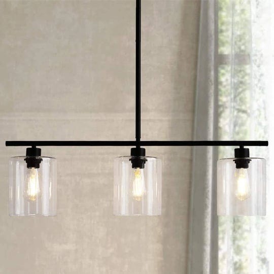 yansun-3-light-matte-black-island-pendant-with-clear-glass-shades-1