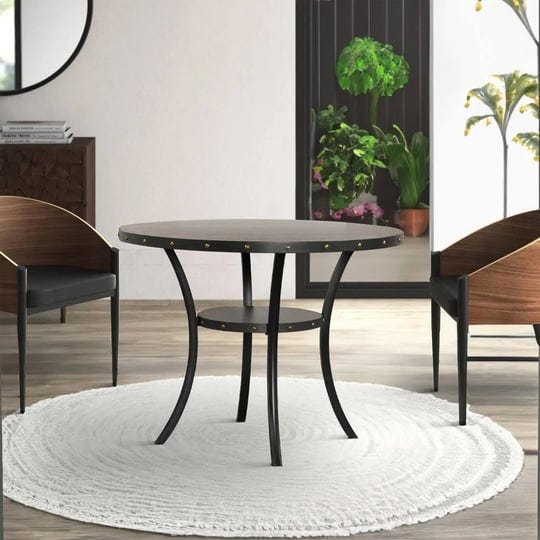 benjara-48-in-round-wood-counter-height-table-with-flared-legs-gray-1