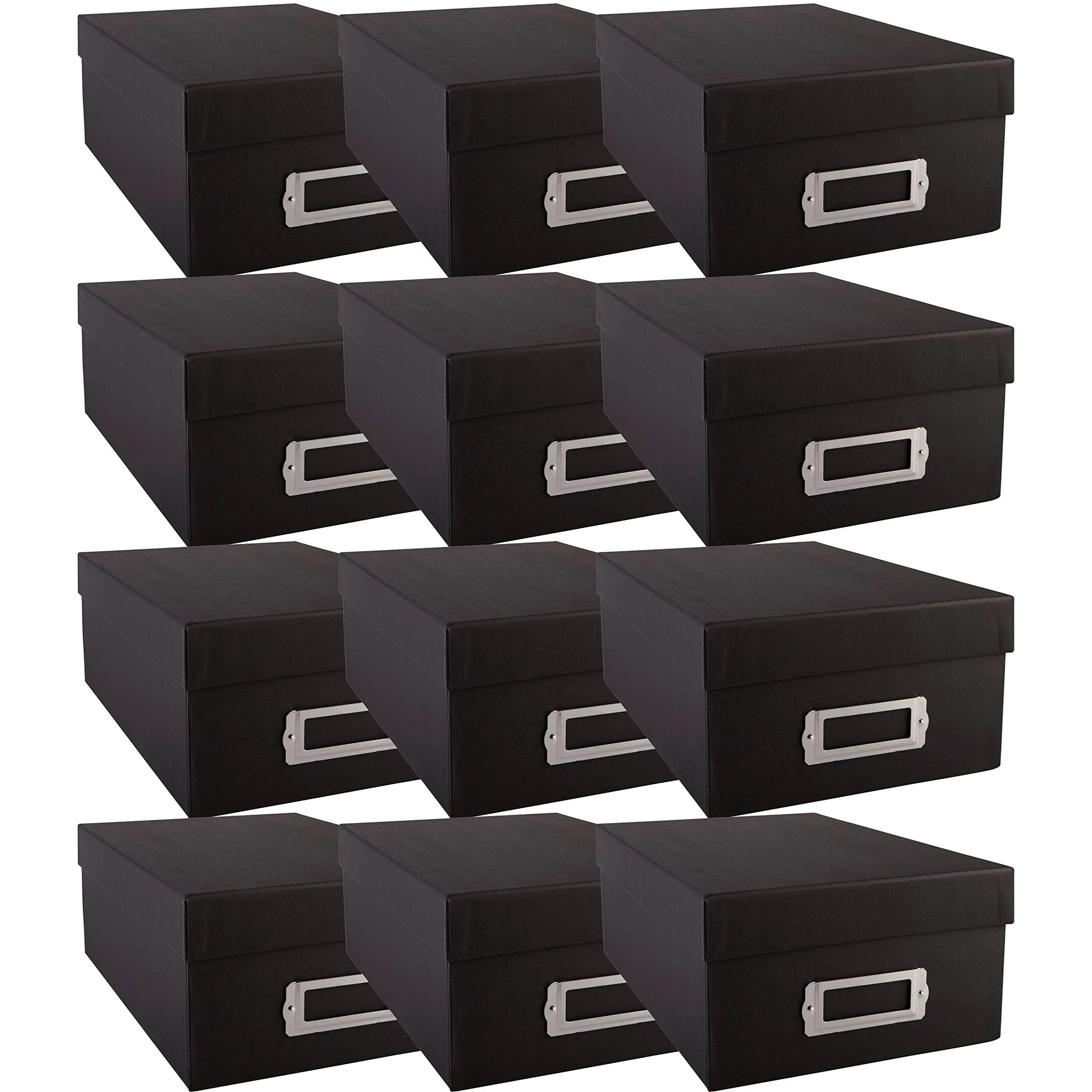 Simply Tidy Photo Storage Boxes: Safeguard Memories in Black, Pack of 12 | Image