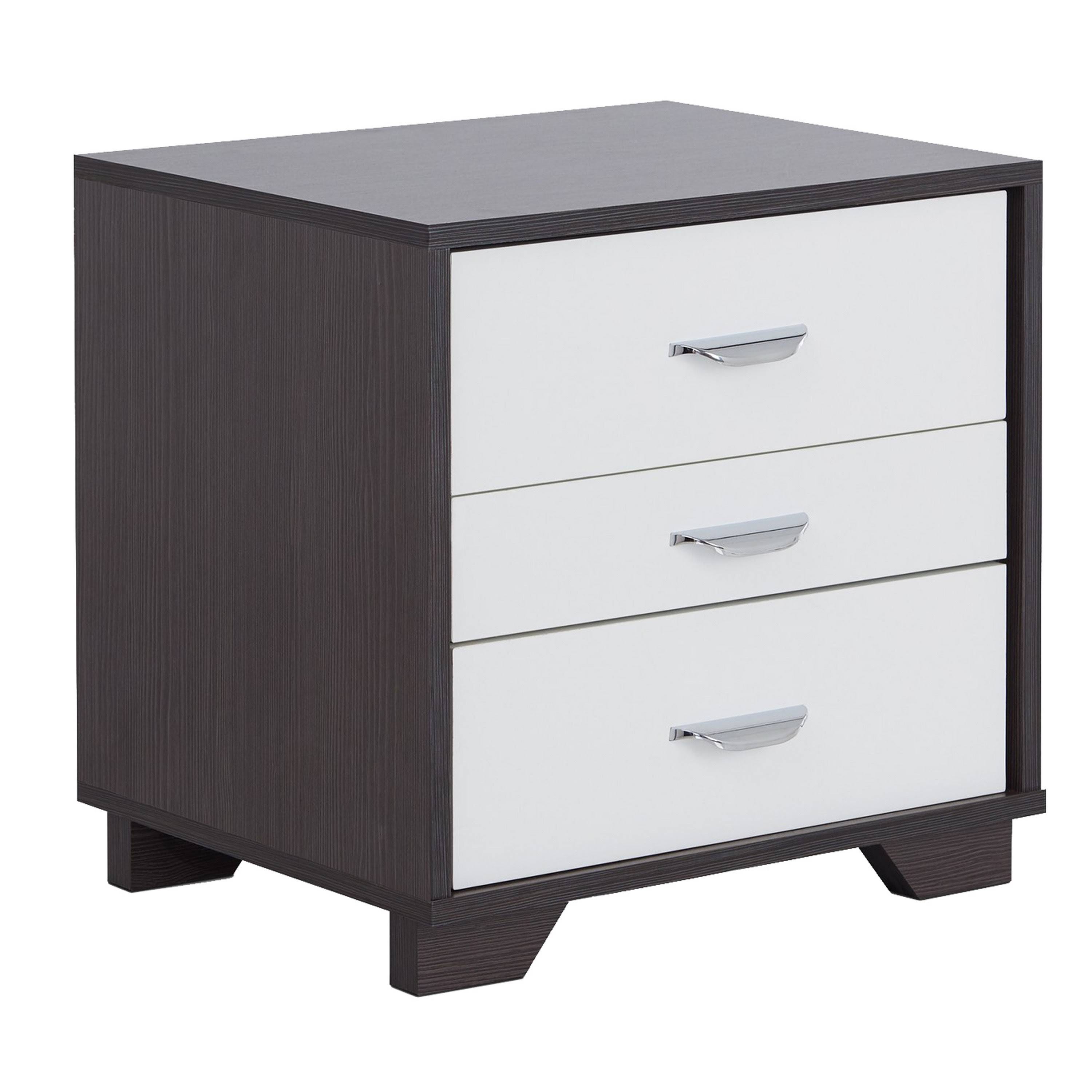 Acme Eloy 3-Drawer White & Black Nightstand for Modern Home Decor | Image