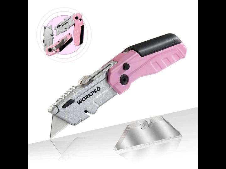 workpro-folding-utility-knife-quick-change-pink-box-cutter-with-blade-storage-compartment-hidden-in--1