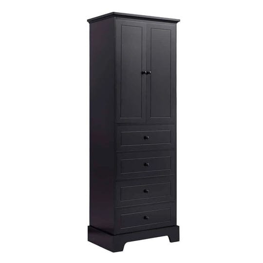 23-6-in-w-x-15-7-in-d-x-68-1-in-h-black-linen-cabinet-tall-storage-cabinet-with-2-doors-and-4-drawer-1
