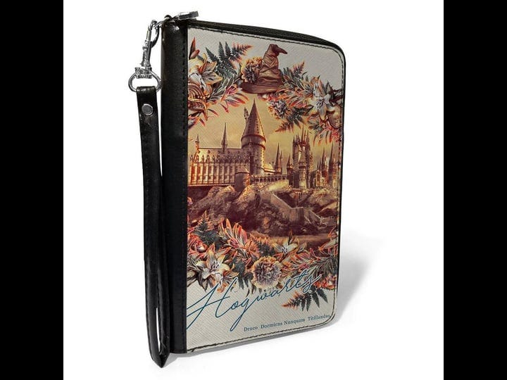 womens-pu-zip-around-wallet-rectangle-harry-potter-hogwarts-castle-floral-collage-gray-1