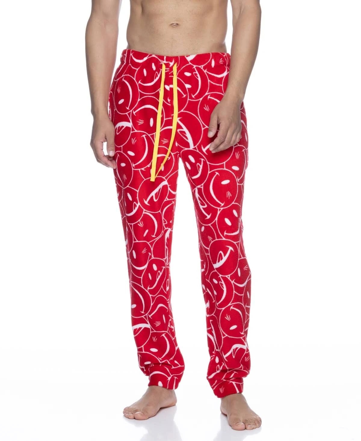 Cozy Red Plush Jogger Pants with Adjustable Drawstring | Image