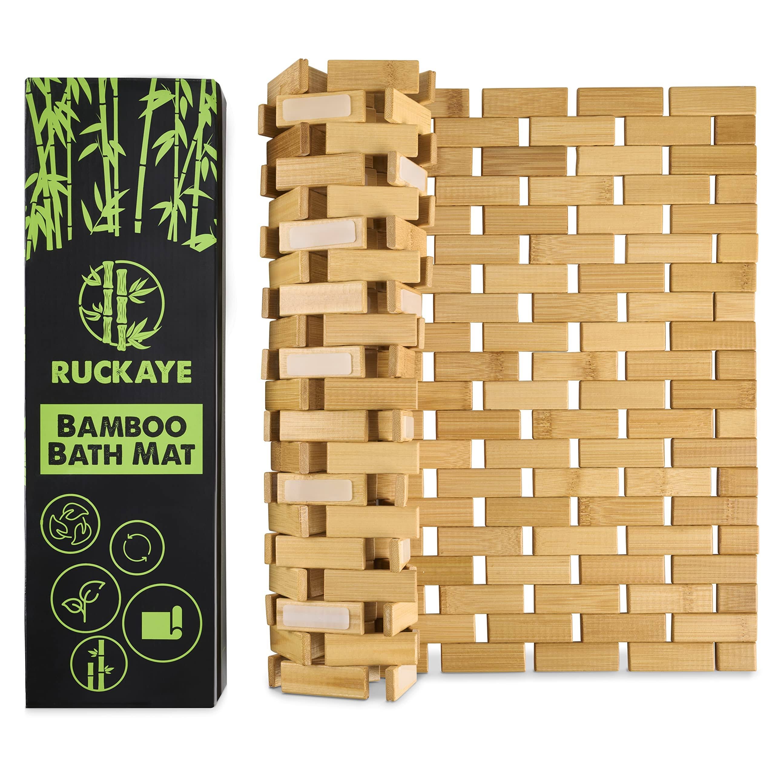 Premium Bamboo Shower Mat with Silicone Grip Pads | Image