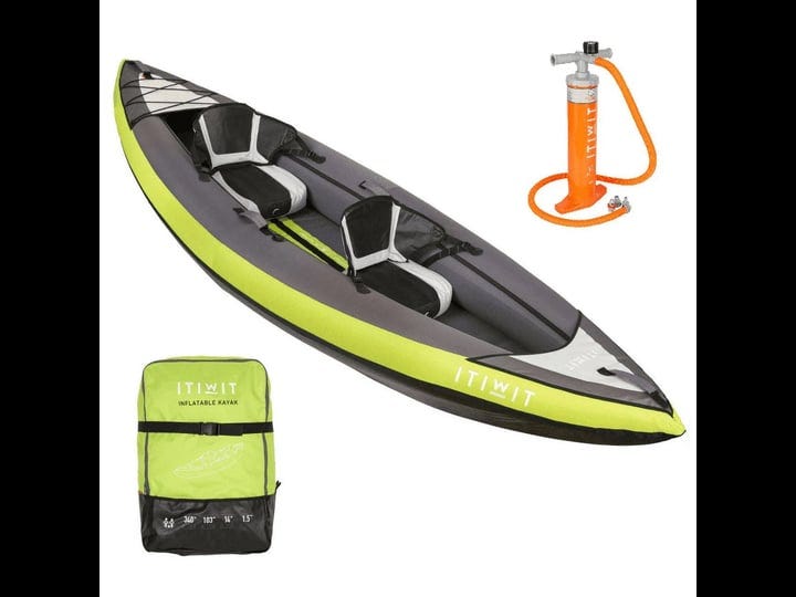itiwit-by-decathlon-inflatable-recreational-sit-on-kayak-with-pump-2-person-size-2-people-green-1