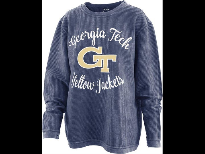 pressbox-womens-georgia-tech-gt-comfy-cord-pullover-sweatshirt-size-medium-1