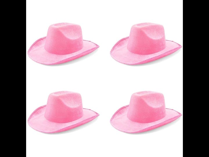 zodaca-4-pack-pink-felt-cowboy-hats-bulk-pack-of-cowboy-hats-for-women-girls-men-birthday-party-bach-1