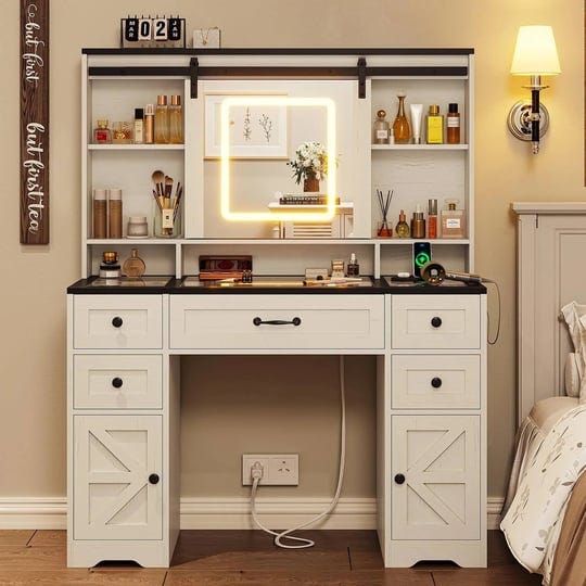 makeup-vanity-desk-with-sliding-mirror-and-lights-farmhouse-vanity-table-with-charging-station5-draw-1