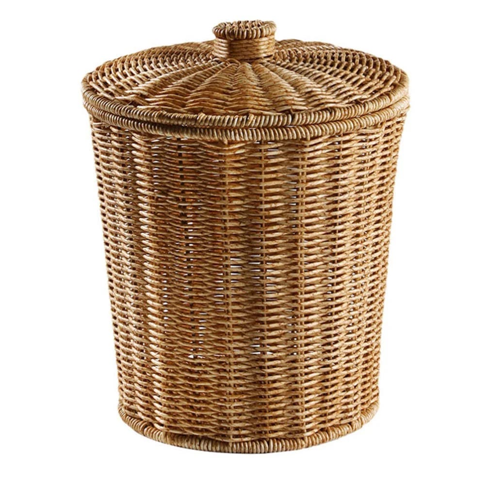 Rattan Wicker Basket with Lid: Versatile Storage Solution for Home & Office | Image