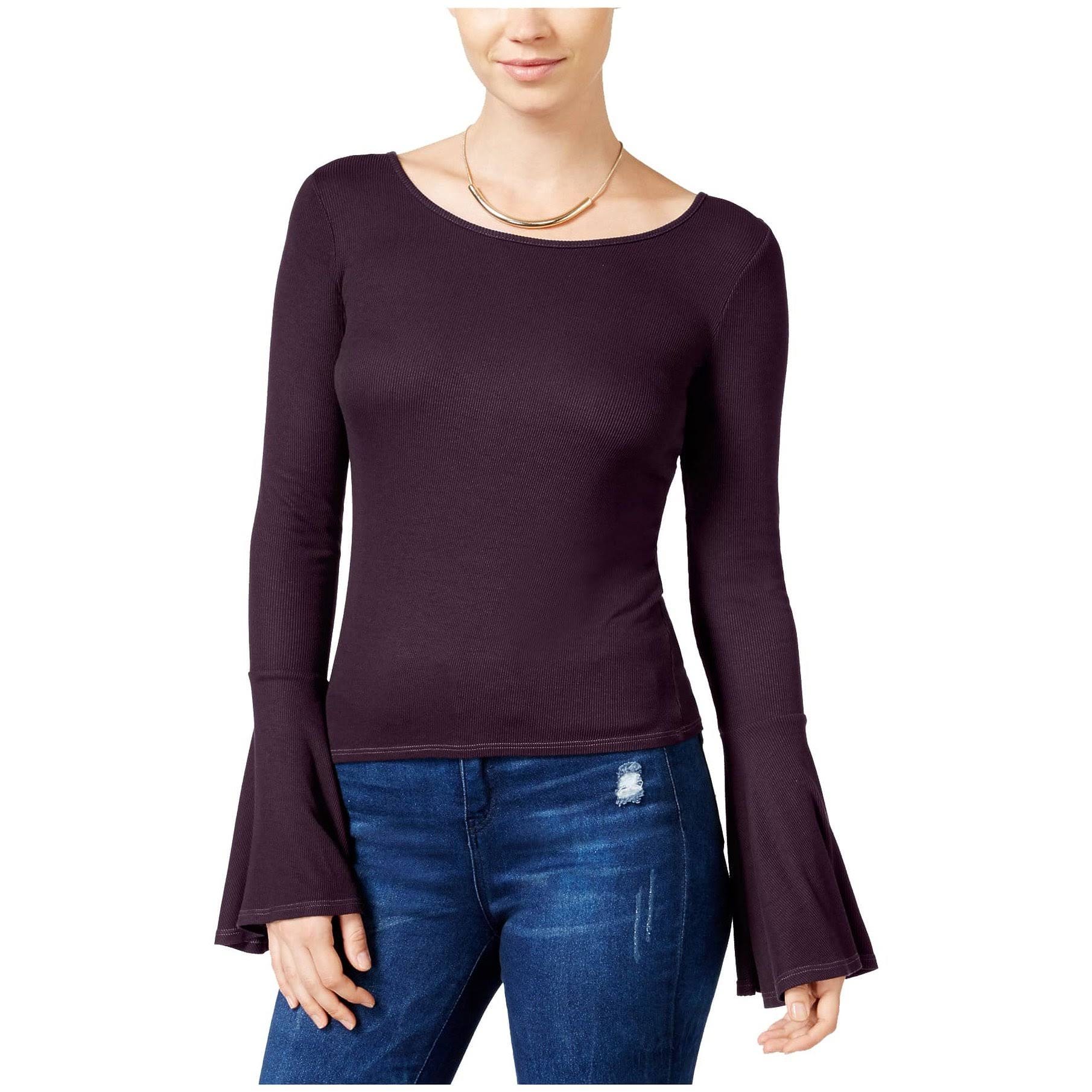 Stylish Bell Sleeve Purple Shirt for Women | Image