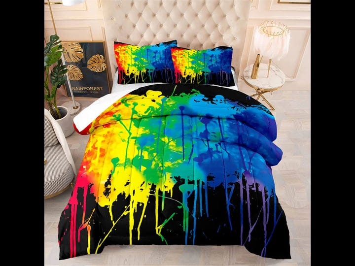 edumeya-oil-paint-splatter-bedding-duvet-set-queen-size-abstract-colorful-graffiti-comforter-quilted-1