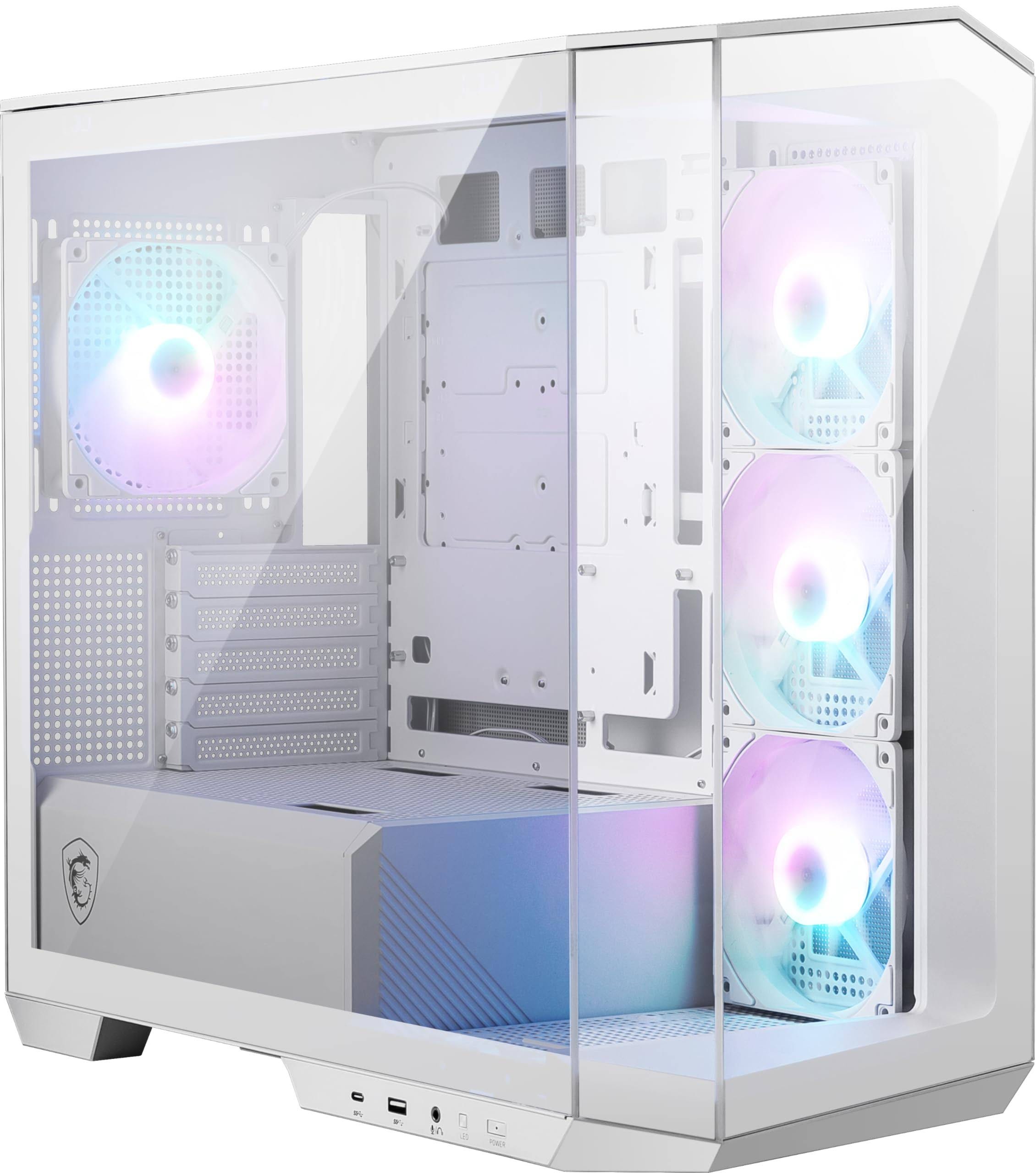 MSI MAG PANO M100R PZ White Mid-Tower PC Case with Tempered Glass and ARGB Fans | Image