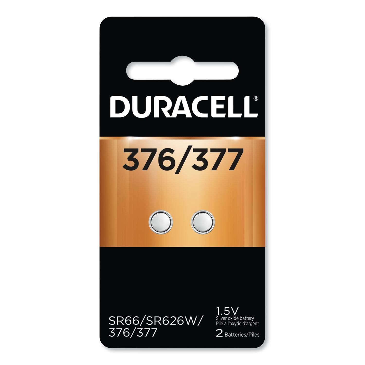 Duracell Long-Lasting Silver Oxide Button Batteries - 376/377, 2-Pack | Image