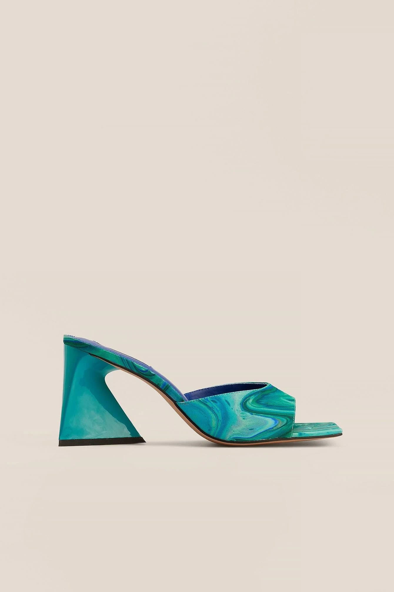 Green Swirl Printed Heel Mules for Stylish Comfort | Image