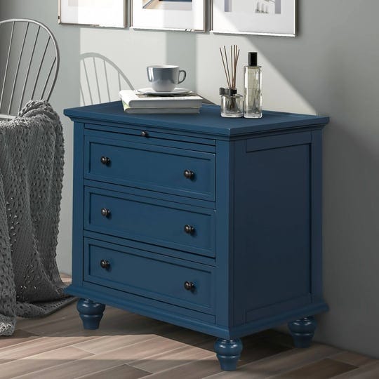 bedside-table-with-3-drawer-pull-out-tray-end-table-cabinet-blue-1