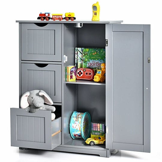 great-choice-products-bathroom-floor-cabinet-side-storage-cabinet-w-3-drawers-and-1-cupboard-grey-1