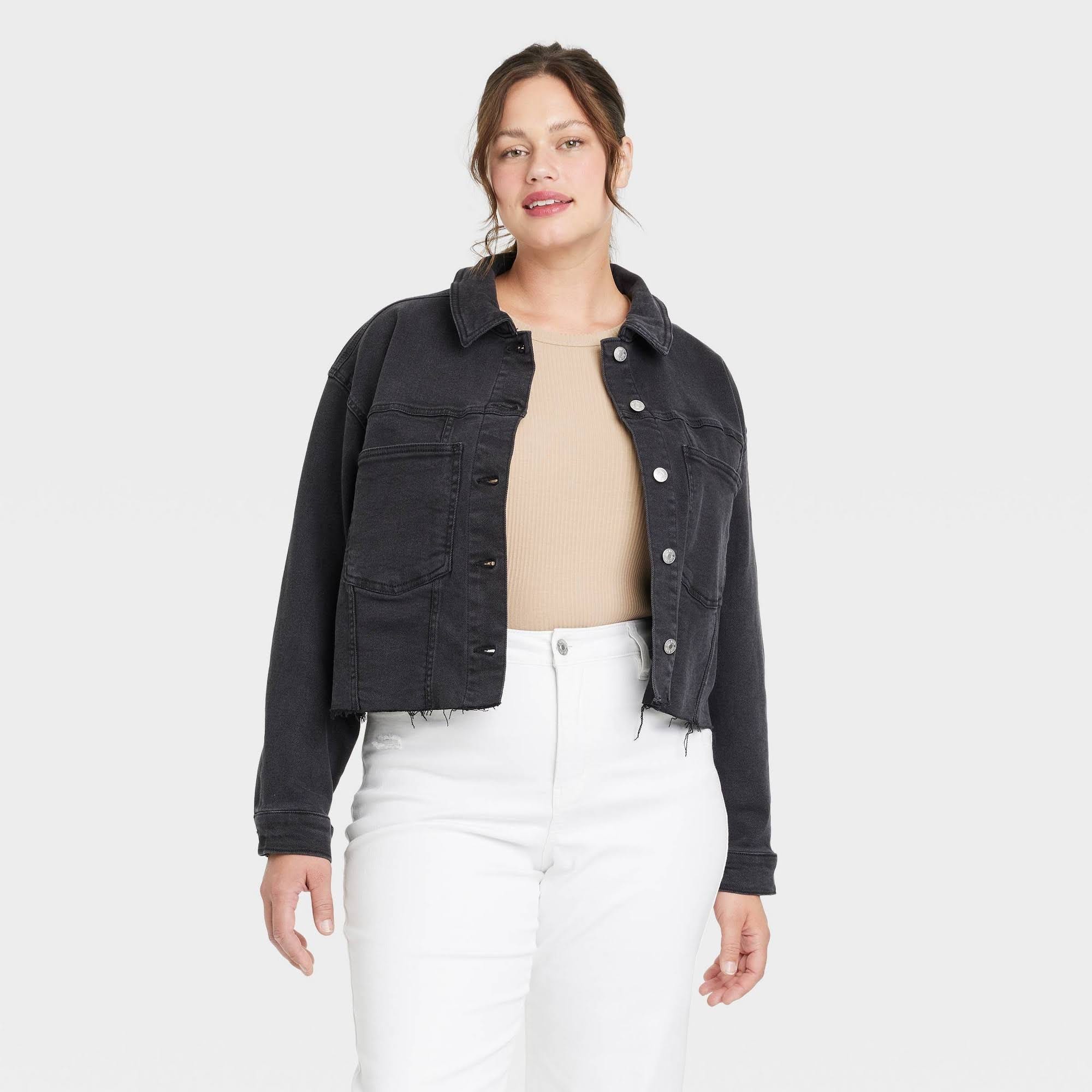 Ava & Viv Women's Plus Size Cropped Denim Jacket | Image