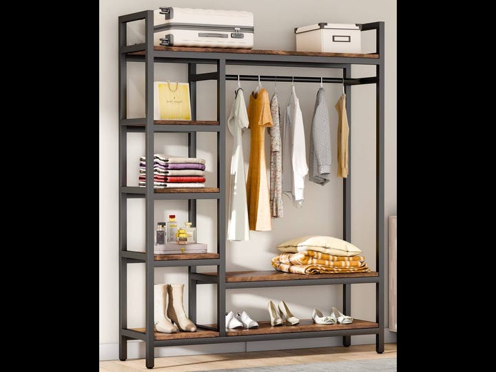 hokeeper-450lbs-heavy-duty-large-closet-organizer-shelves-with-metal-garment-rack-freestanding-for-c-1