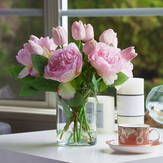 enova-home-mixed-artificial-real-touch-tulip-and-peony-fake-flowers-arrangement-in-cylinder-glass-va-1