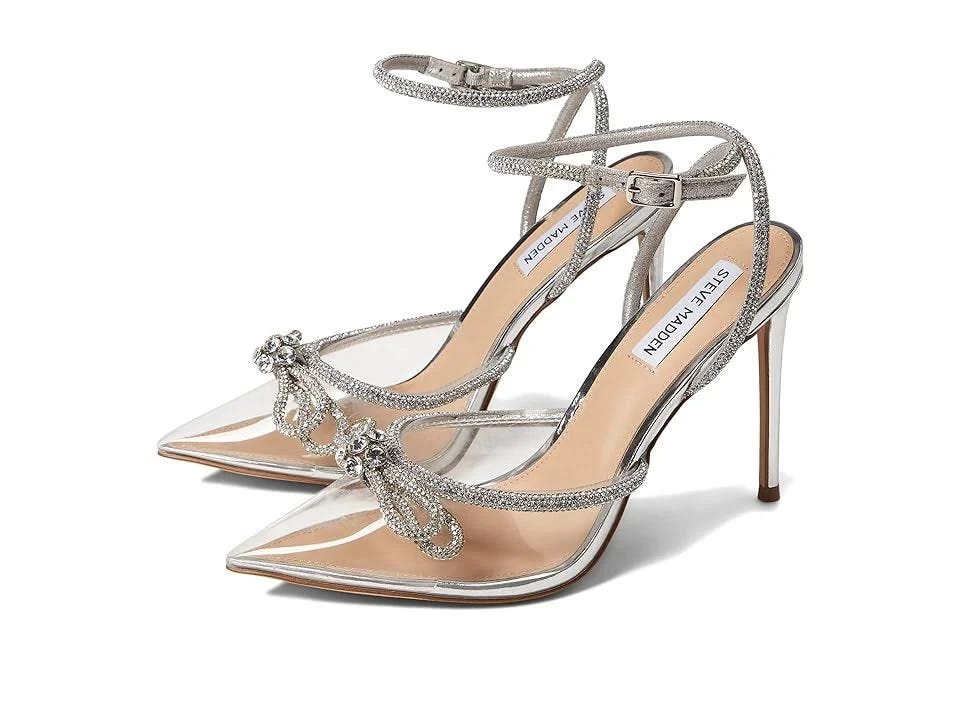 Beautiful Clear Heel Dress Pump with Rhinestone Bow Accent | Image