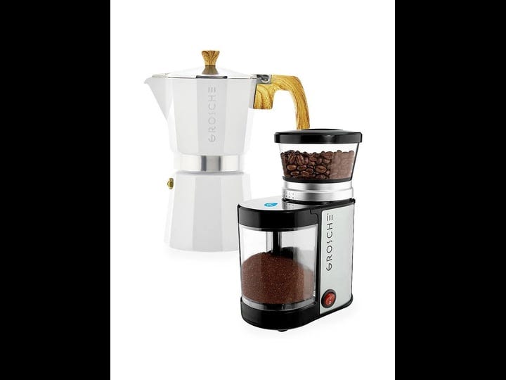 grosche-milano-stovetop-espresso-coffee-maker-and-electric-burr-coffee-grinder-bundle-white-1