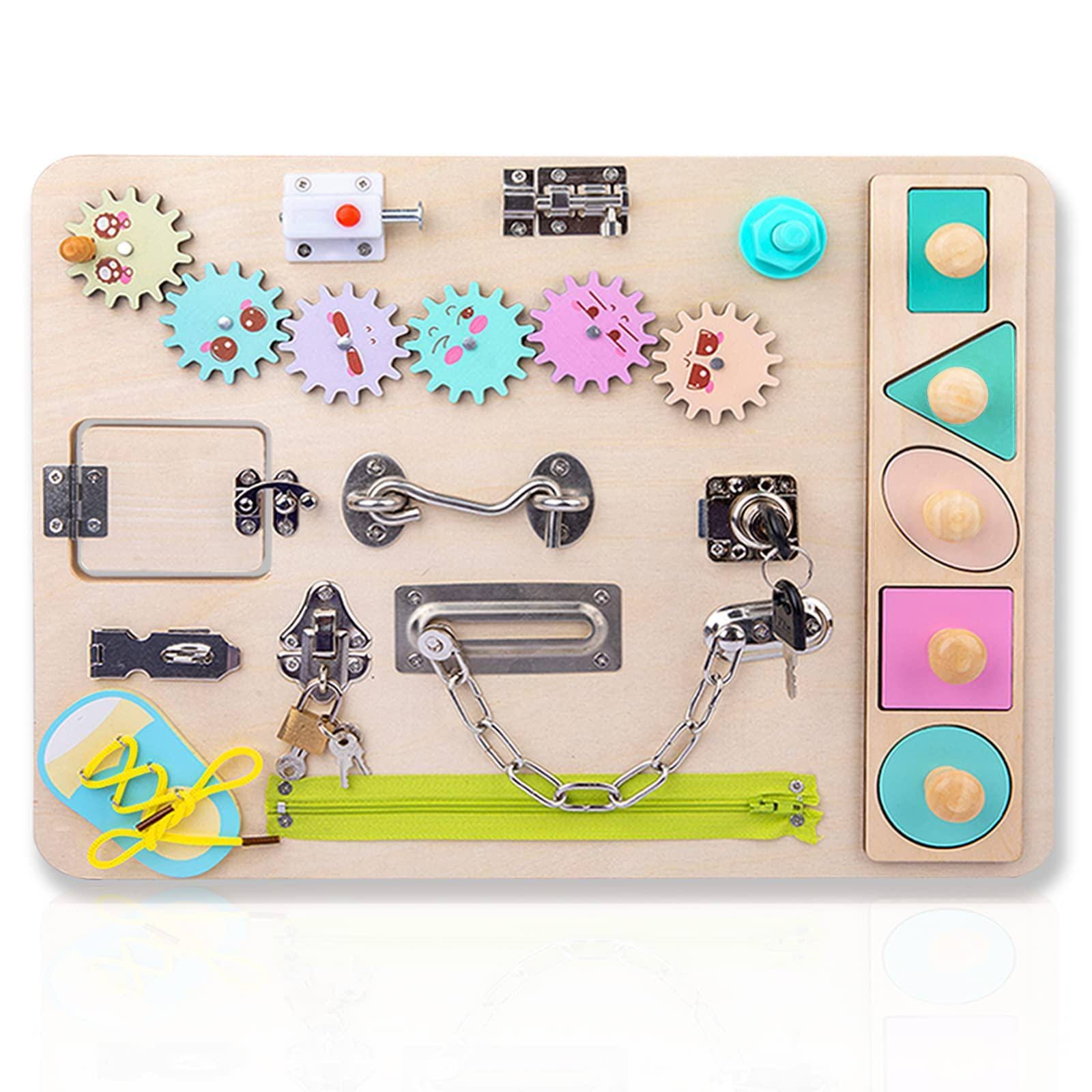 Montessori Busy Board for Toddlers: Educational Wooden Sensory Toy for Hand-Eye Coordination and Motor Skills Development | Image