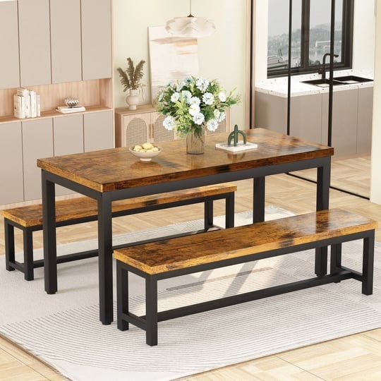 mieres-3-piece-dining-table-set-with-two-benches-kitchen-table-set-for-4-6-persons-rustic-brown-1