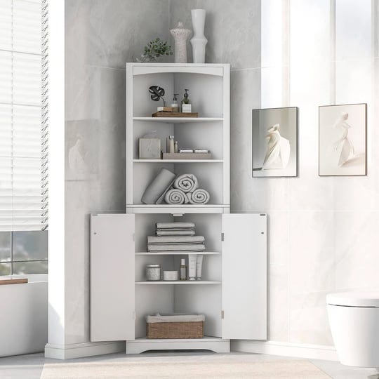 merax-corner-storage-cabinet-with-doors-and-adjustable-shelves-3-tier-tall-freestanding-floor-displa-1