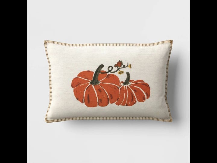 printed-pumpkin-with-blanket-stitch-edge-lumbar-throw-pillow-light-beige-threshold-1