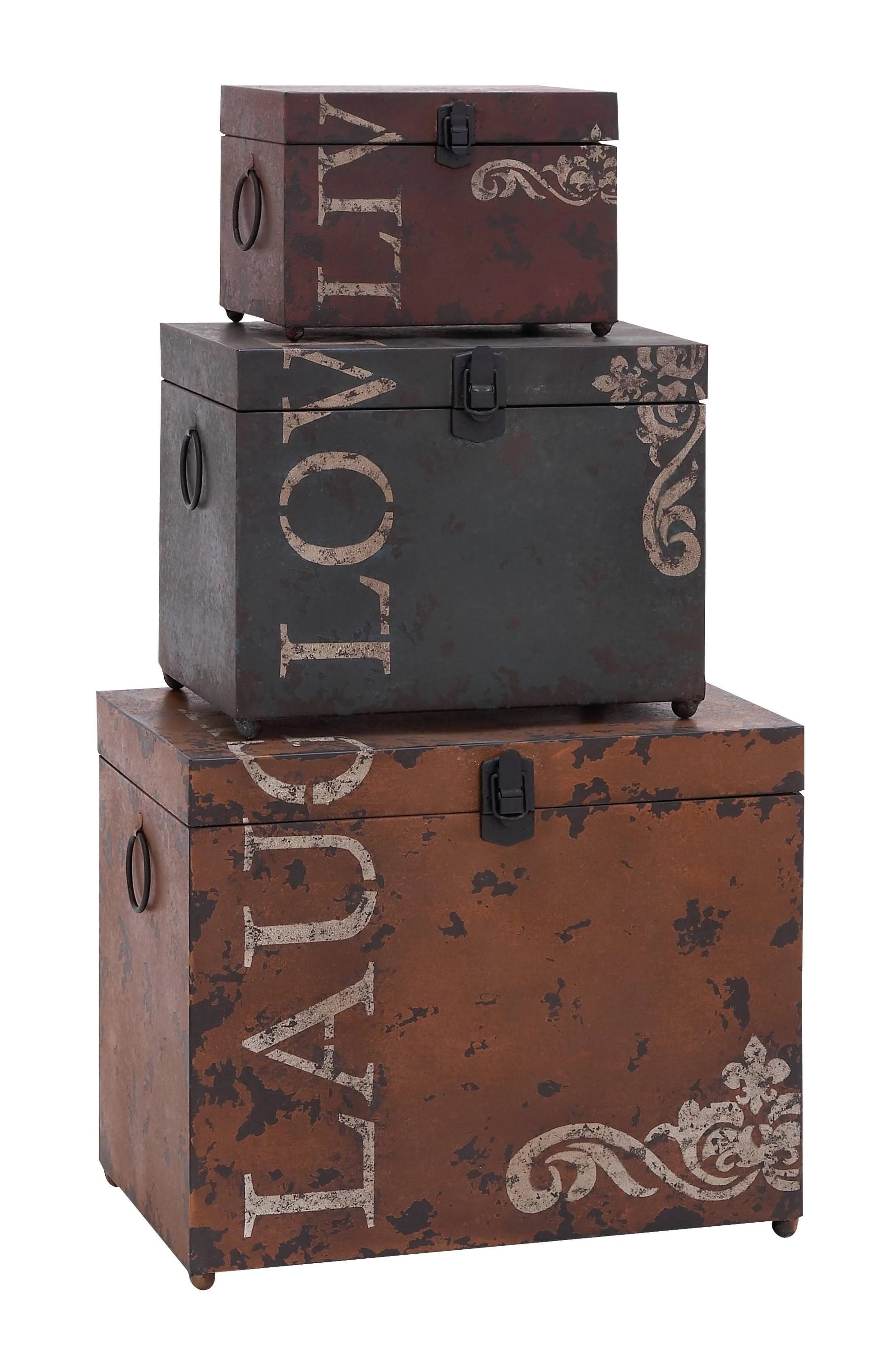 Live Love Laugh Iron Storage Trunk Decorative Boxes Set of 3 | Image