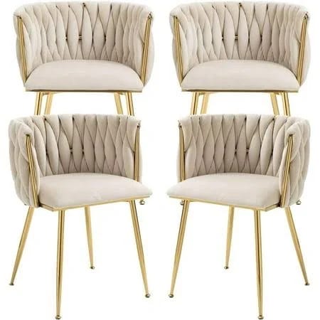 Luxury Tufted Velvet Upholstered Dining Chair Set | Image