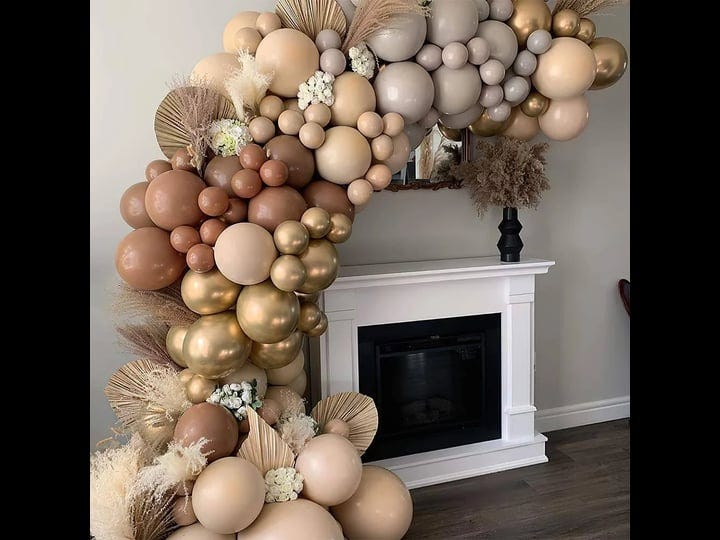 macaroon-coffee-color-scheme-balloon-garland-arch-kit134pcscoffee-gray-balloons-and-metallic-gold-ba-1